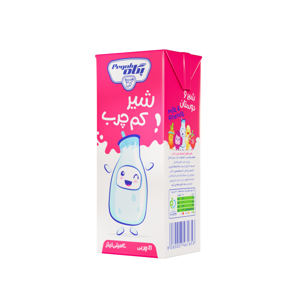 شیر استریل پاکتی ۲۰۰ سی سی کم چرب