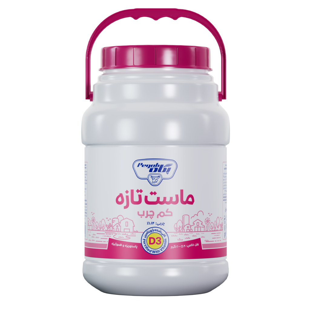 ماست دبهای ۲ کیلویی غنیشده با ویتامین D۳ کم چرب