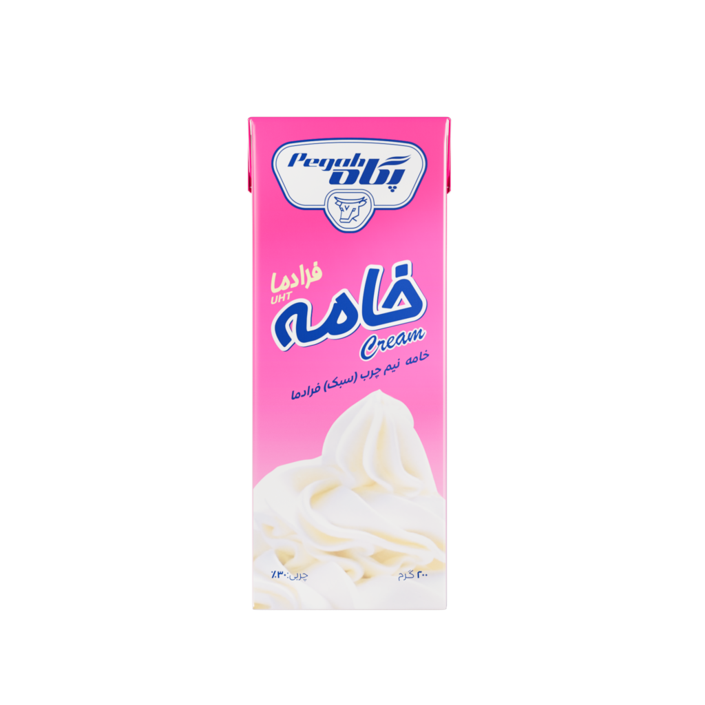 خامه استریل پاکتی ۲۰۰ گرم نیم چرب