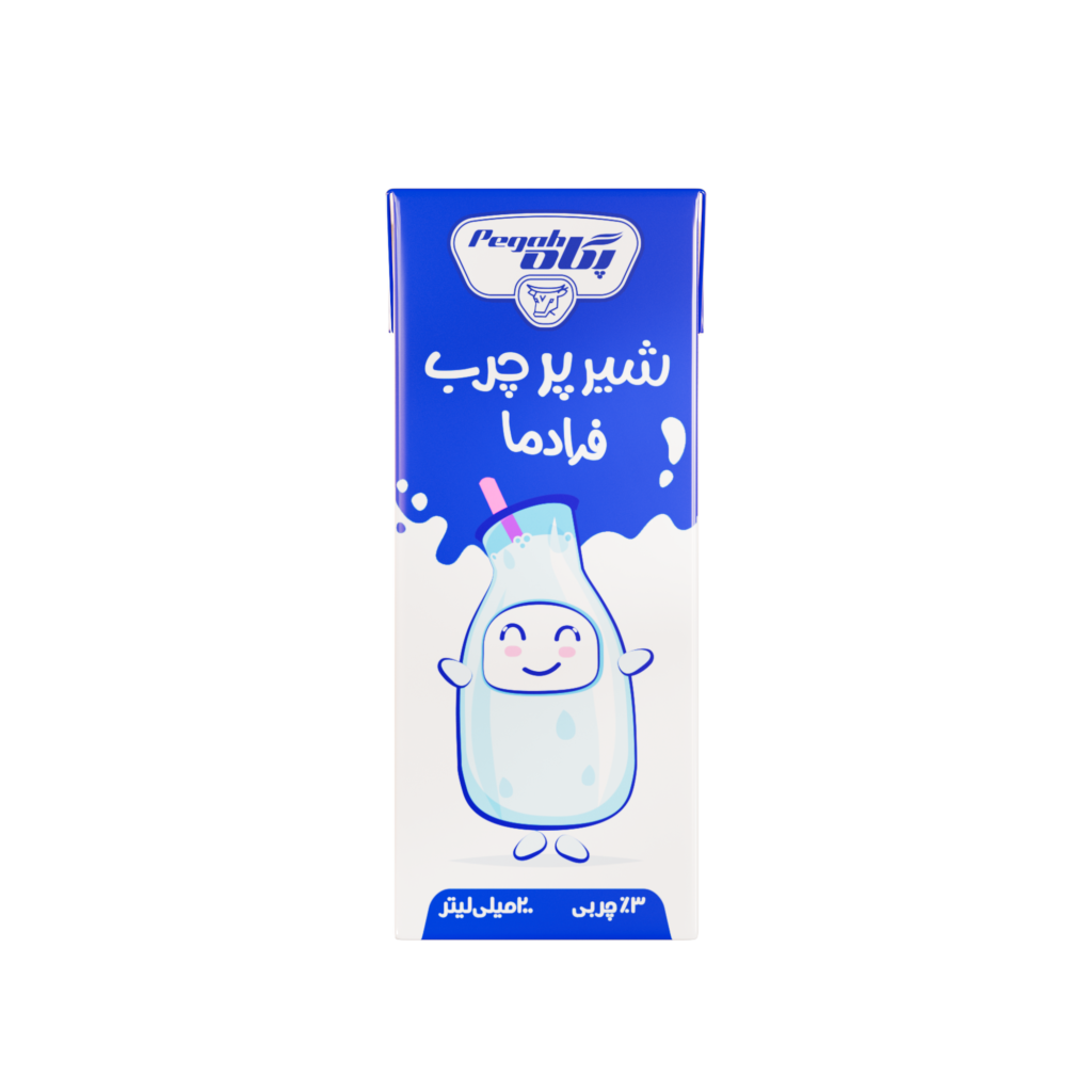 شیر استریل پاکتی ۲۰۰ سیسی پر چرب