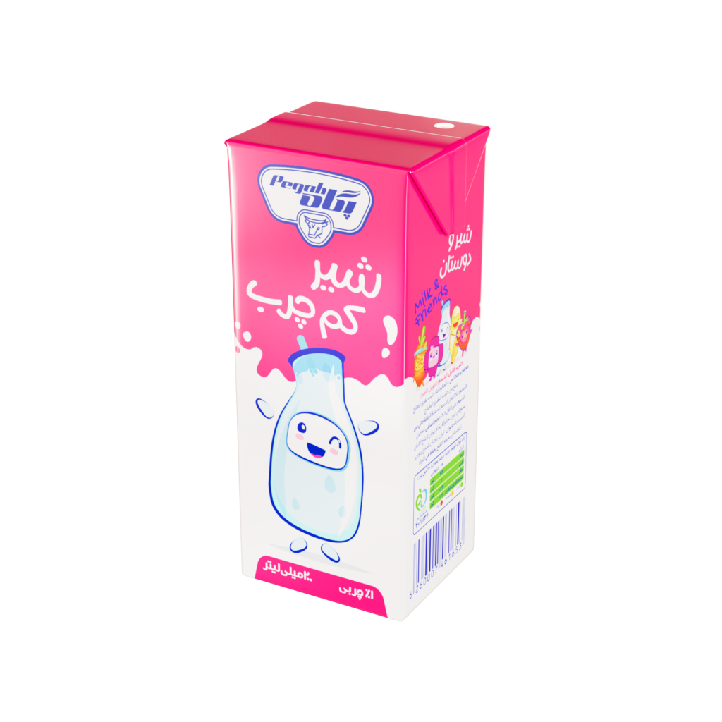 شیر استریل پاکتی ۲۰۰ سی سی کم چرب