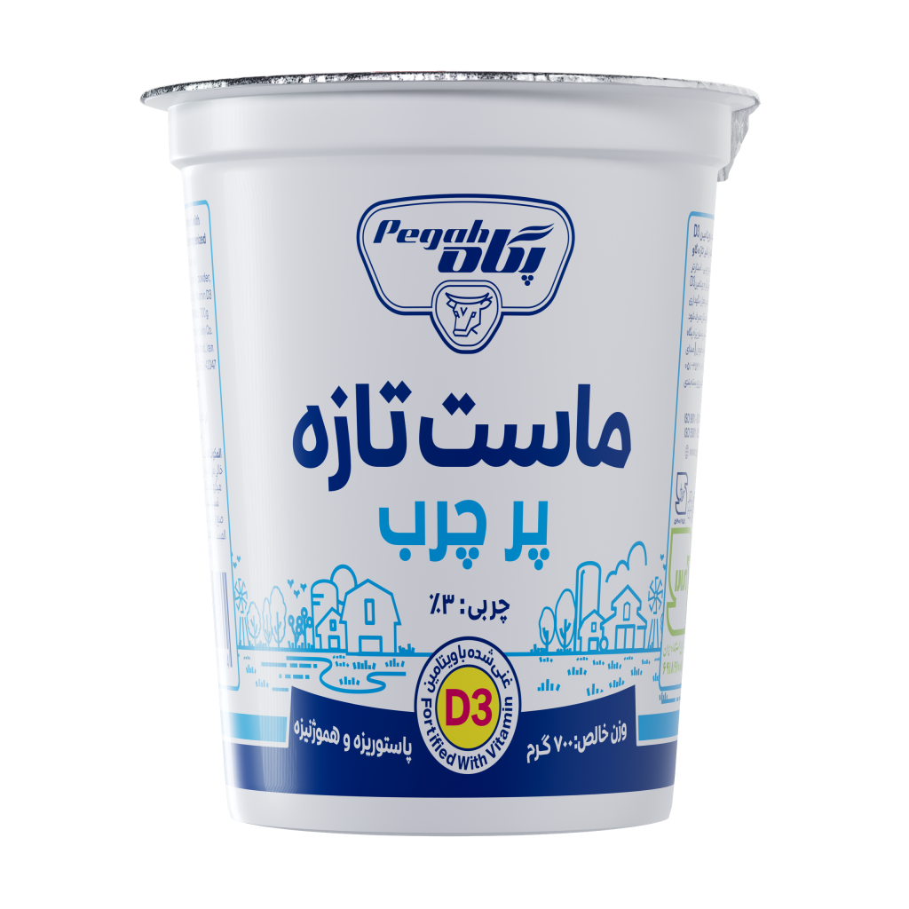 ماست لیوانی ۷۰۰ گرمی پرچرب غنی شده با ویتامین D۳