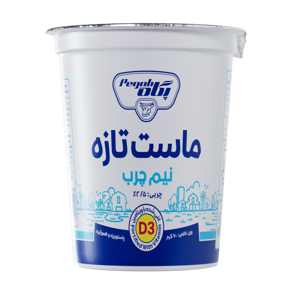 ماست لیوانی ۷۰۰ گرمی نیم چرب غنی شده با ویتامین D۳