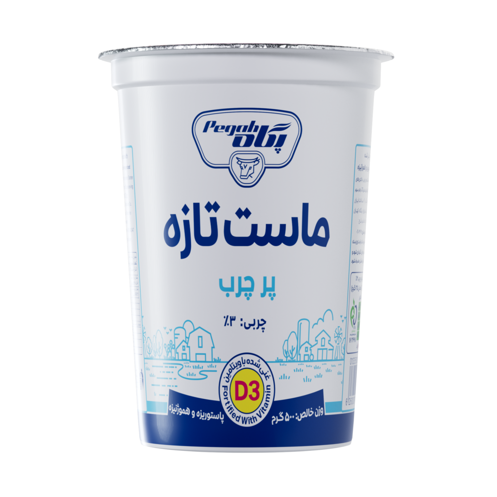 ماست ۵۰۰ گرمی پر چرب غنی شده با ویتامین D۳