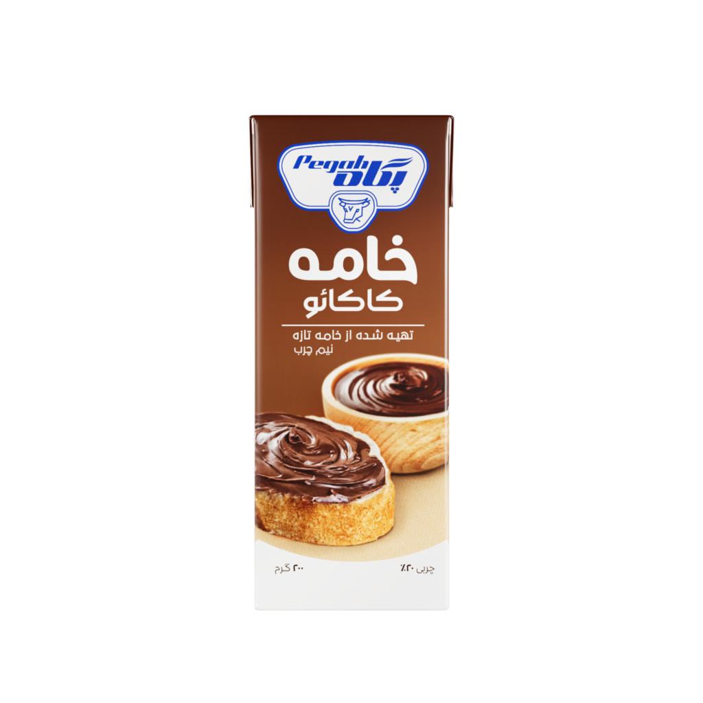 خامه کاکائو استریل پاکتی ۲۰۰ گرم نیم چرب