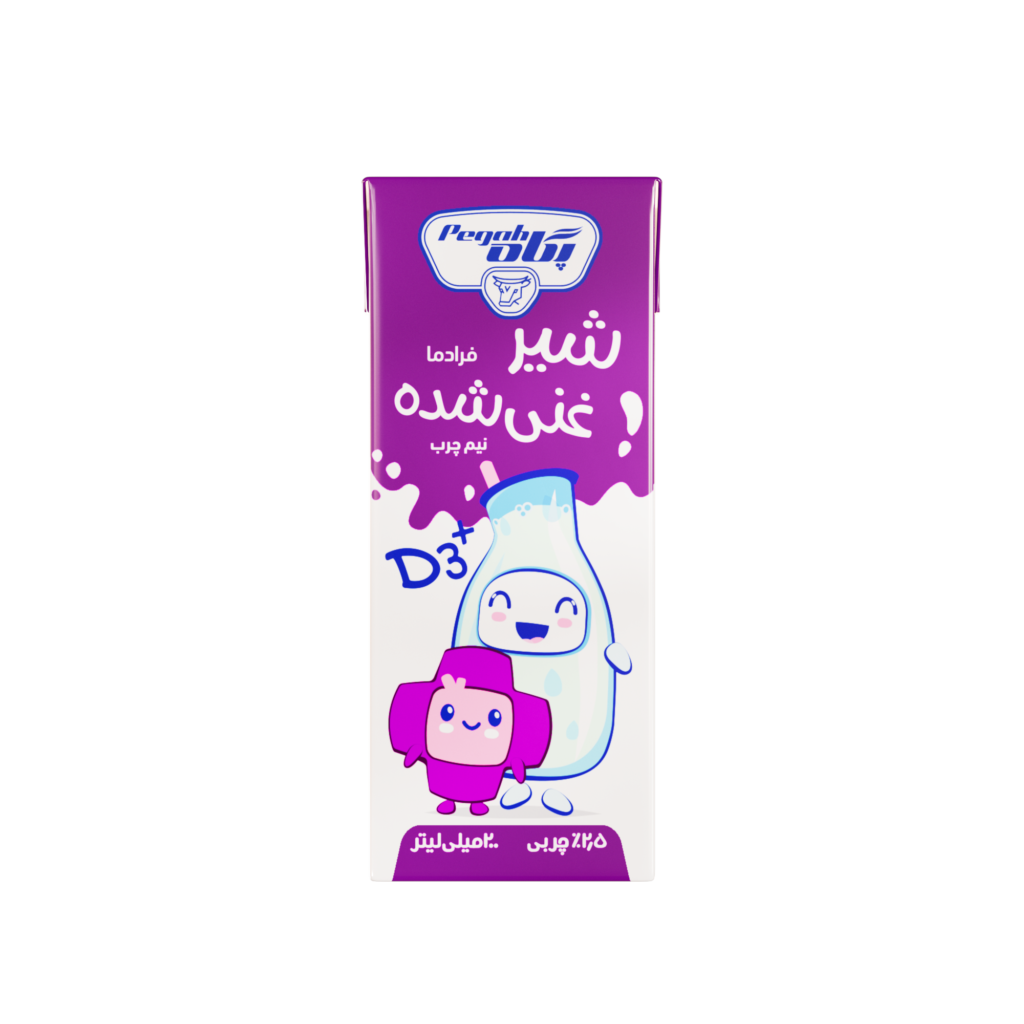 شیر غنی شده استریل پاکتی ۲۰۰ سی‌سی نیم چرب